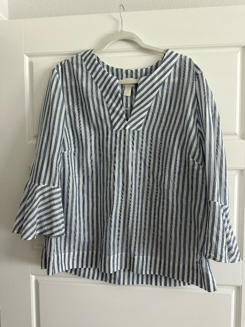 Chico's Navy Gray Chiffon-Hem Tunic Size 3